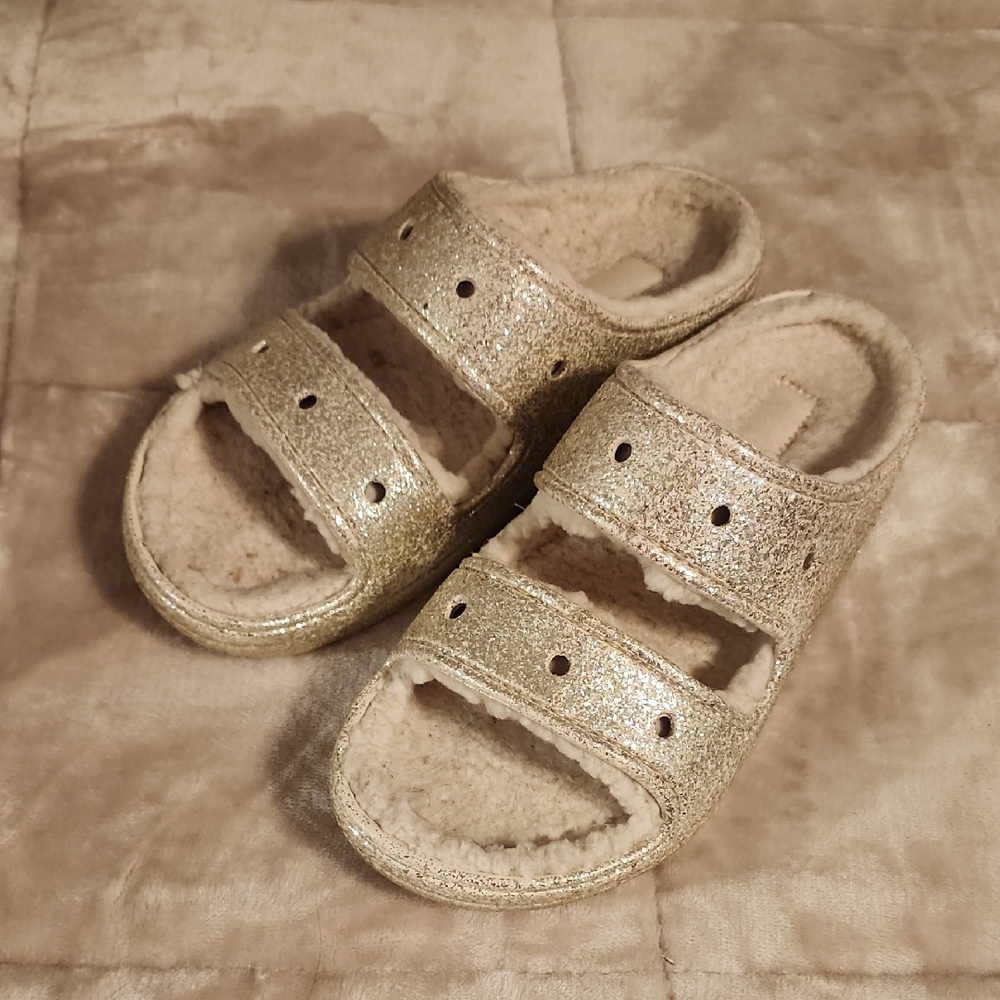 CROCS Gold Glitter Slippers Slides